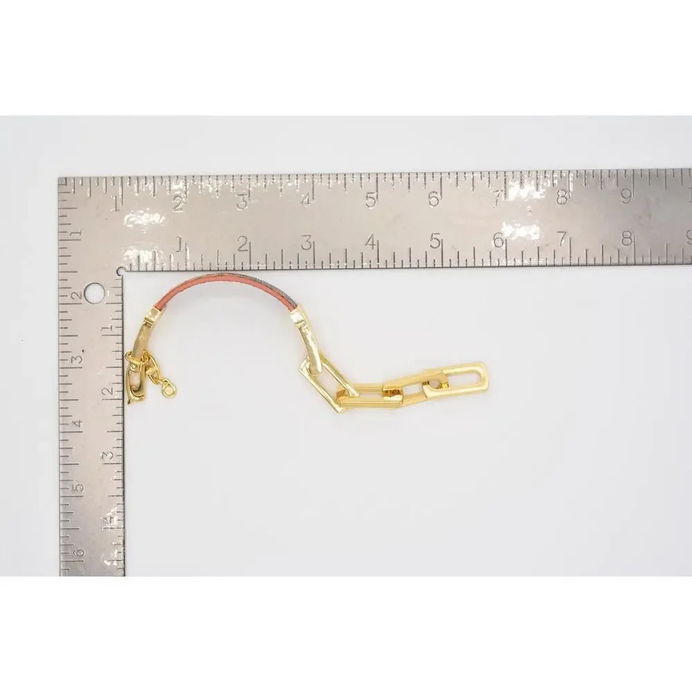 Cabi Vintage ID Bracelet Gold Tone Chain Orange Reptile Metallic Signed Bin2